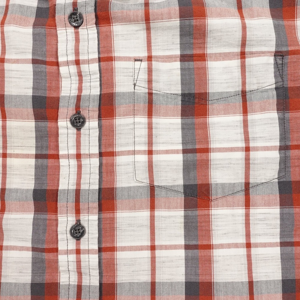 Prana Short Sleeve Shirt Men's Medium Plaid Button Up Pocket Red - Picture 4 of 10
